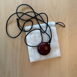 Zara Black and Dark Red Pendant Necklace